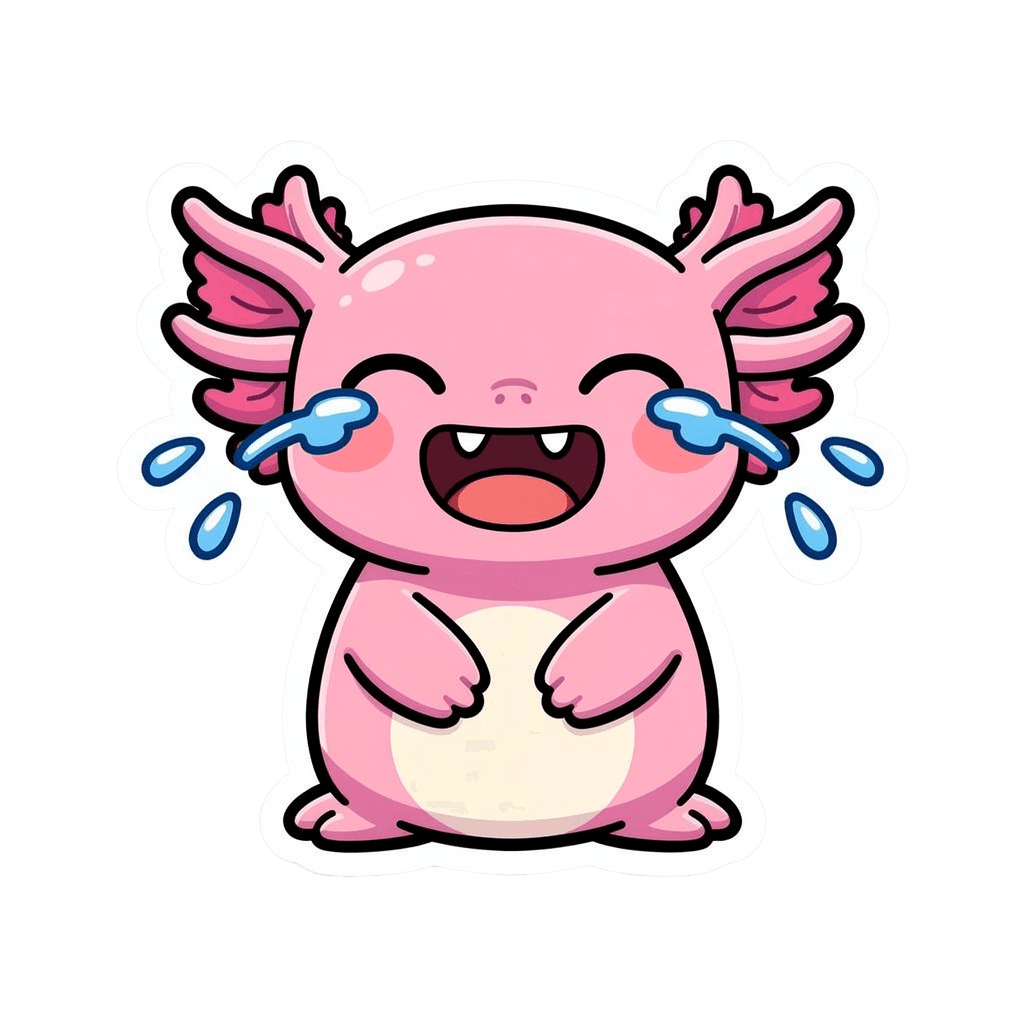 Axolotl — laughing Axolotl Twitch emote — laughing, Sticker style