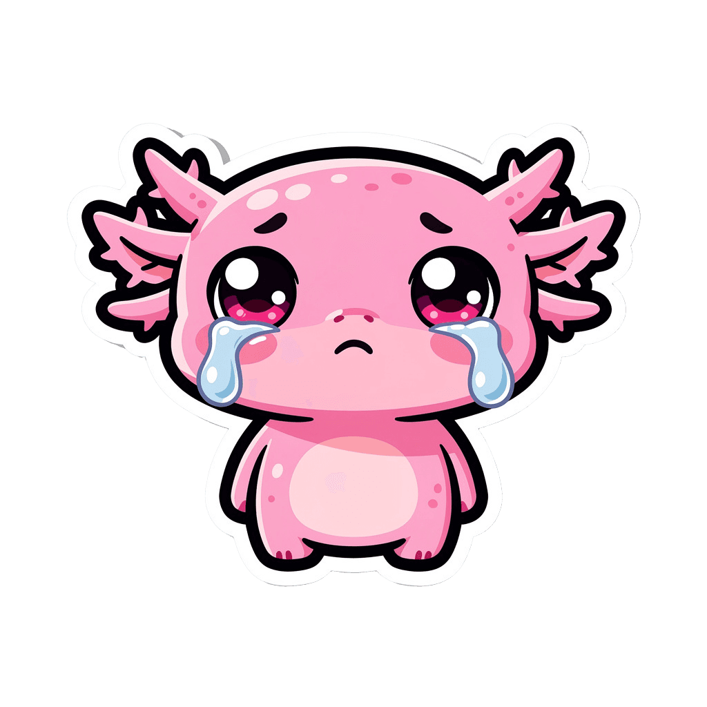 Axolotl — sad Axolotl Twitch emote — sad, Sticker style