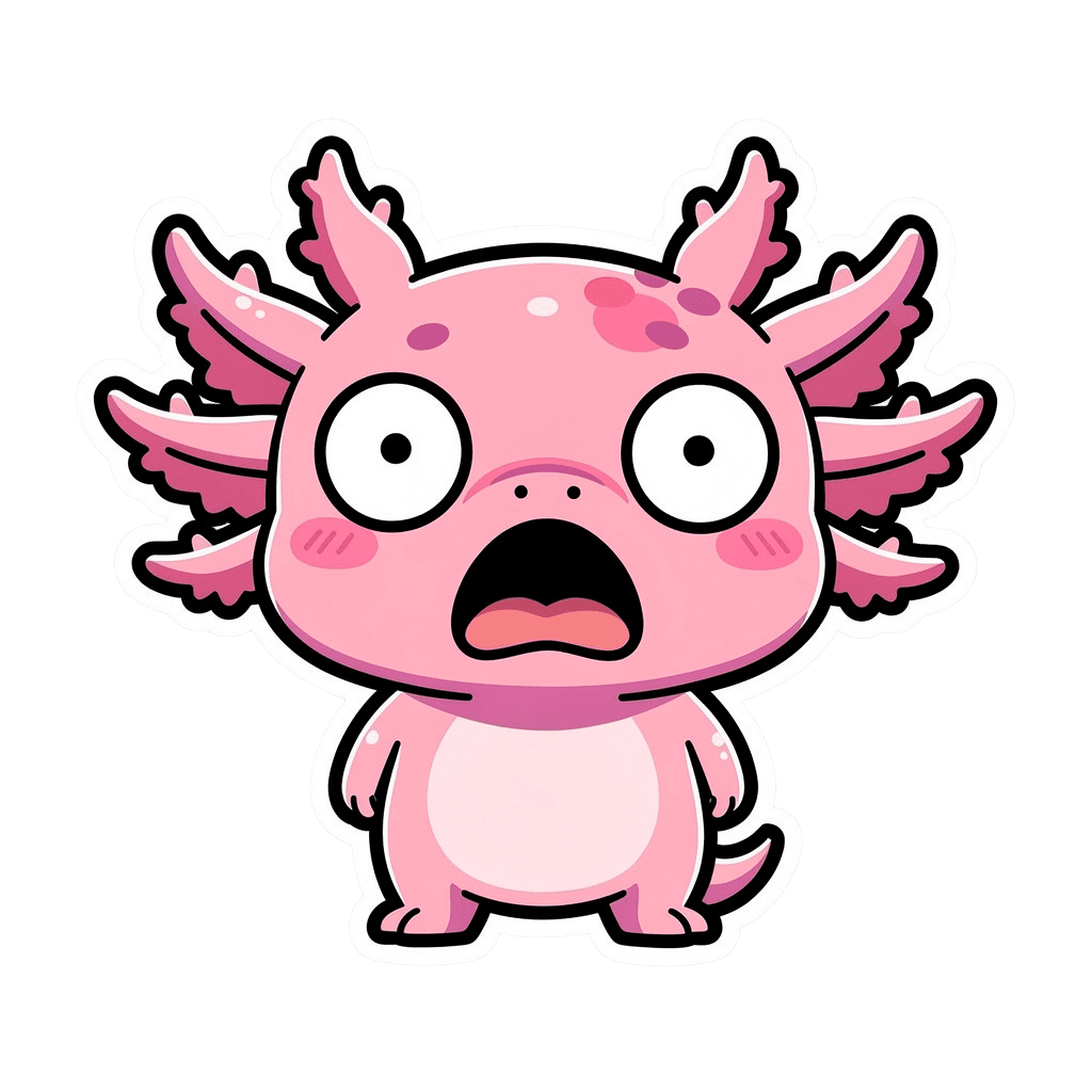 Axolotl — surprised Axolotl Twitch emote — surprised, Sticker style