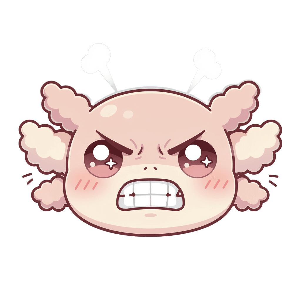 Axolotl — angry Axolotl Twitch emote — angry, Kawaii style