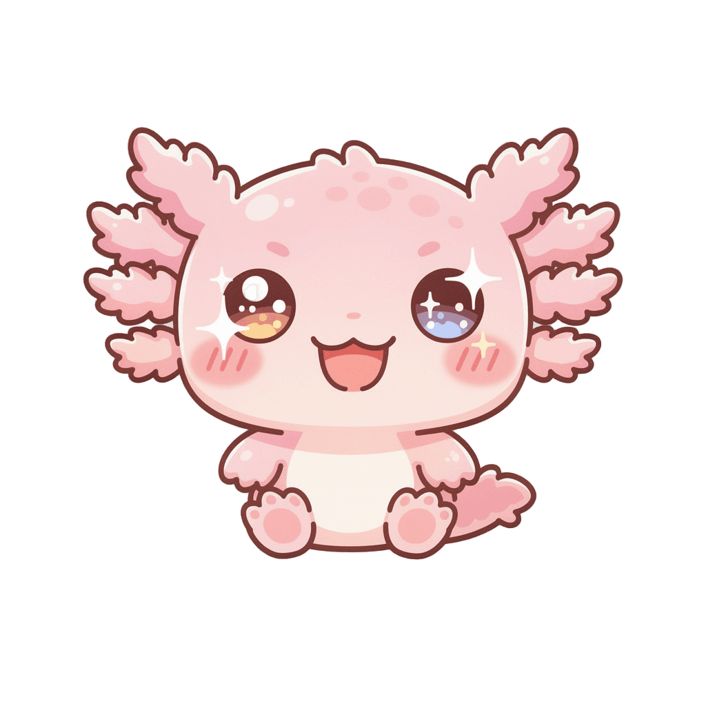 Axolotl — happy Axolotl Twitch emote — happy, Kawaii style