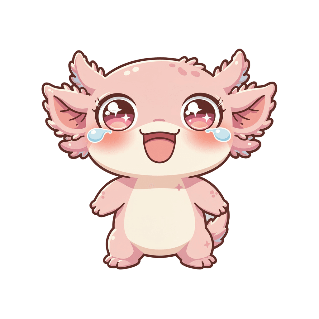 Axolotl — laughing Axolotl Twitch emote — laughing, Kawaii style