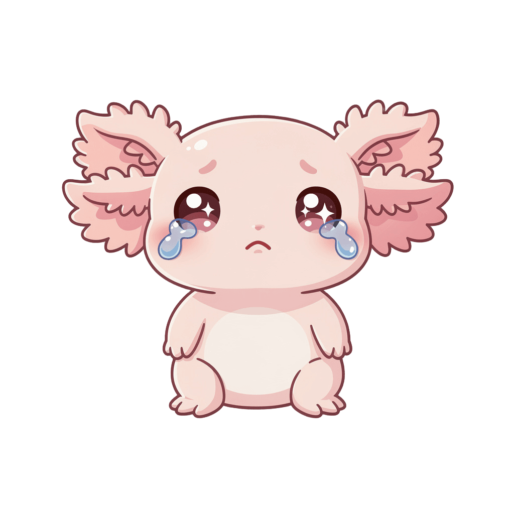 Axolotl — sad Axolotl Twitch emote — sad, Kawaii style