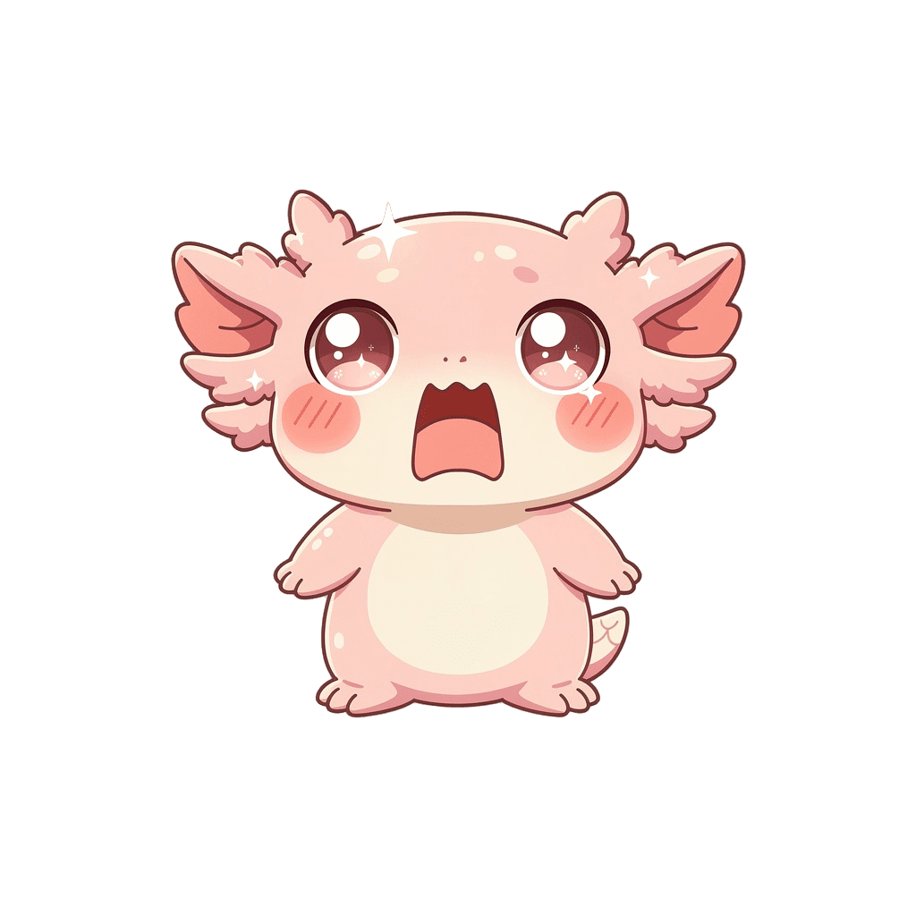 Axolotl — surprised Axolotl Twitch emote — surprised, Kawaii style