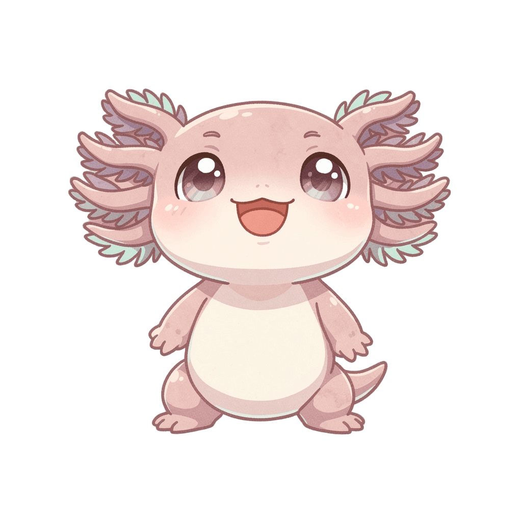 Axolotl — happy Axolotl Twitch emote — happy, Pastel style