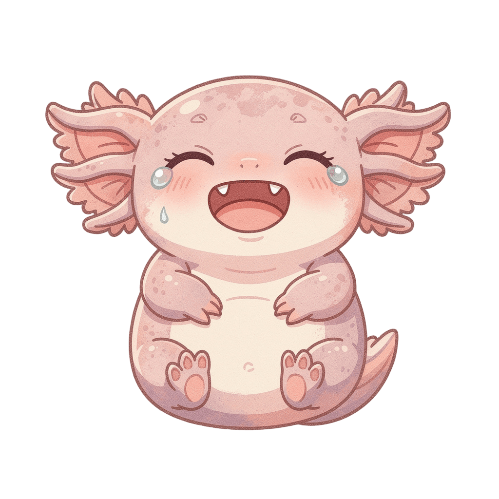 Axolotl — laughing Axolotl Twitch emote — laughing, Pastel style