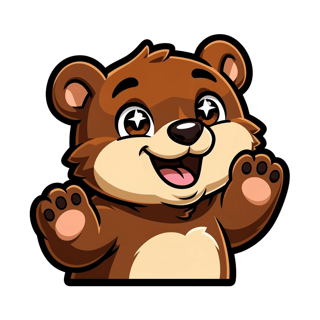 Bear — happy Bear Twitch emote — happy, Cartoon style