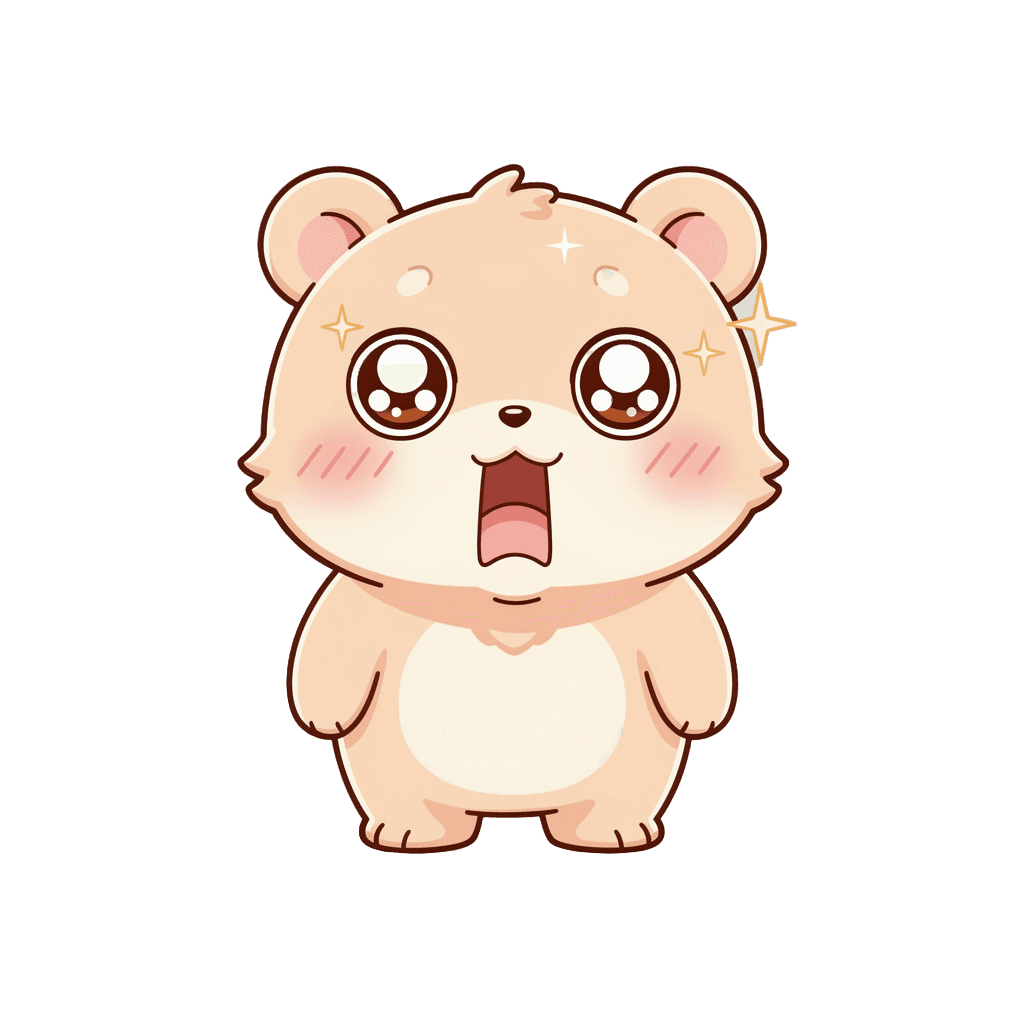 Bear — surprised Bear Twitch emote — surprised, Kawaii style