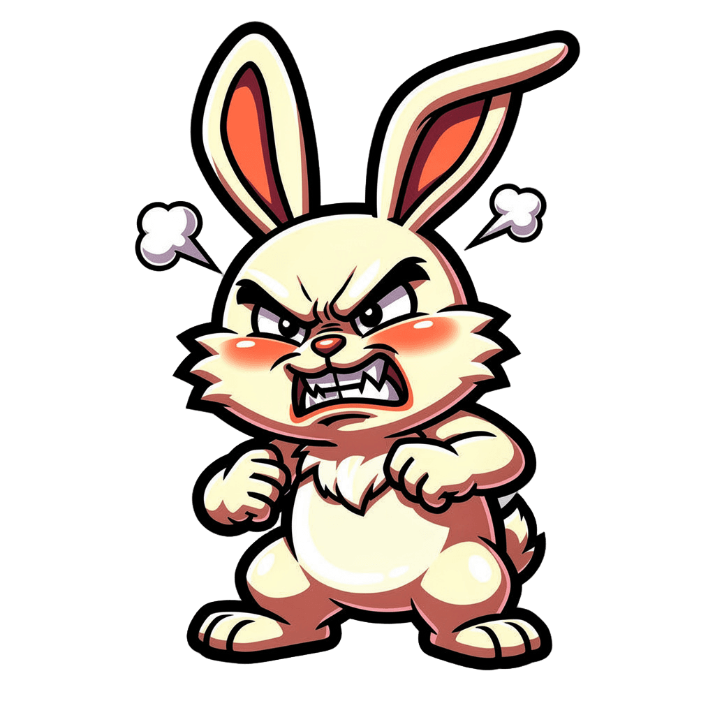 Bunny — angry Bunny Twitch emote — angry, Cartoon style