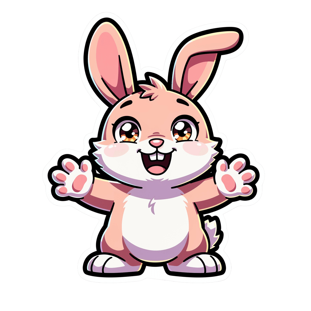Bunny — happy Bunny Twitch emote — happy, Cartoon style