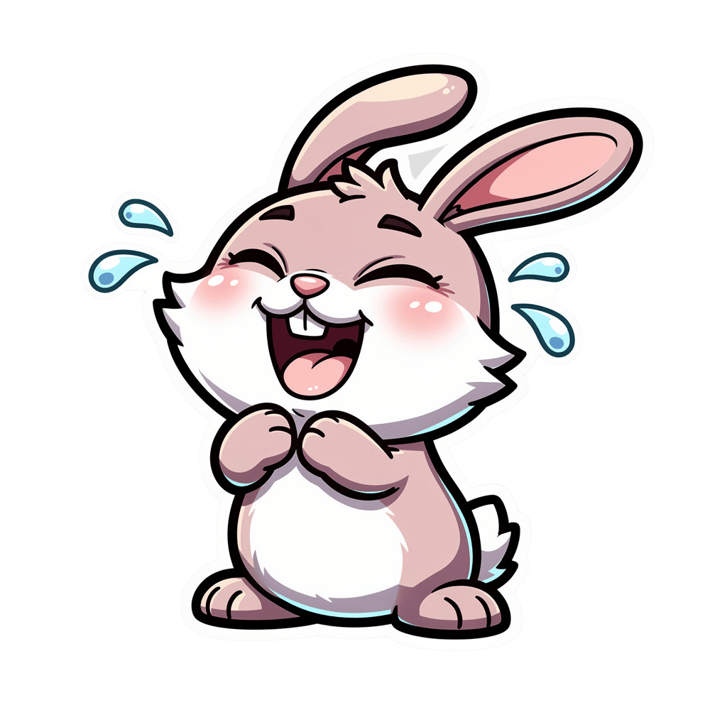 Bunny — laughing Bunny Twitch emote — laughing, Cartoon style