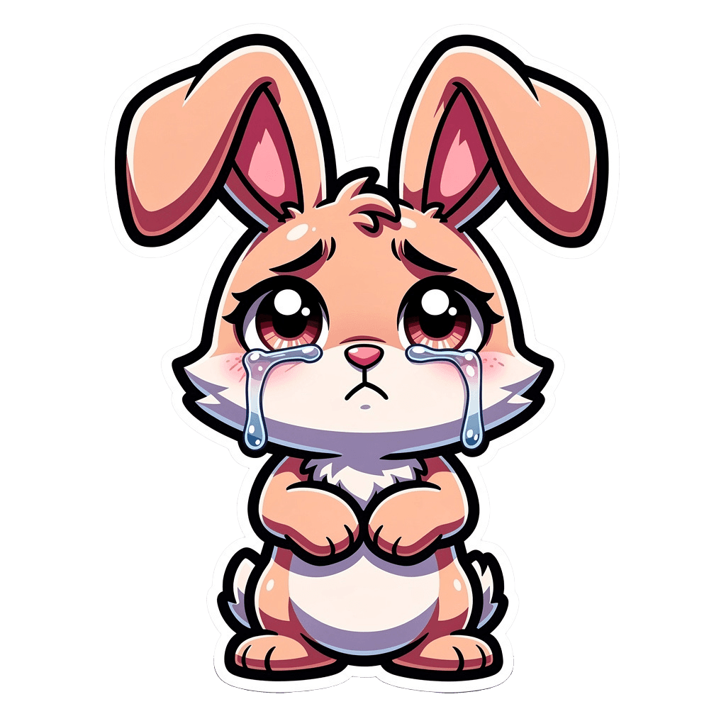 Bunny — sad Bunny Twitch emote — sad, Cartoon style