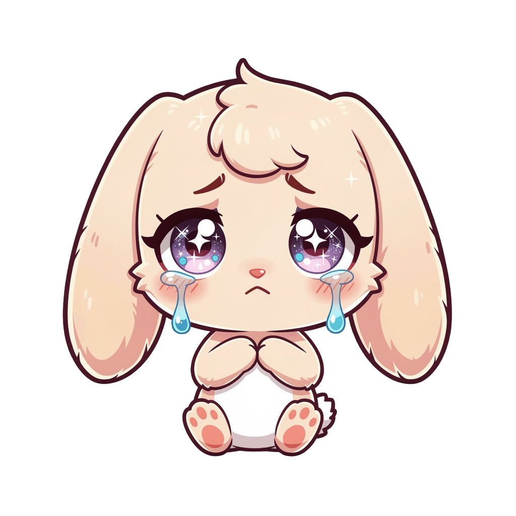 Bunny — sad Bunny Twitch emote — sad, Chibi style