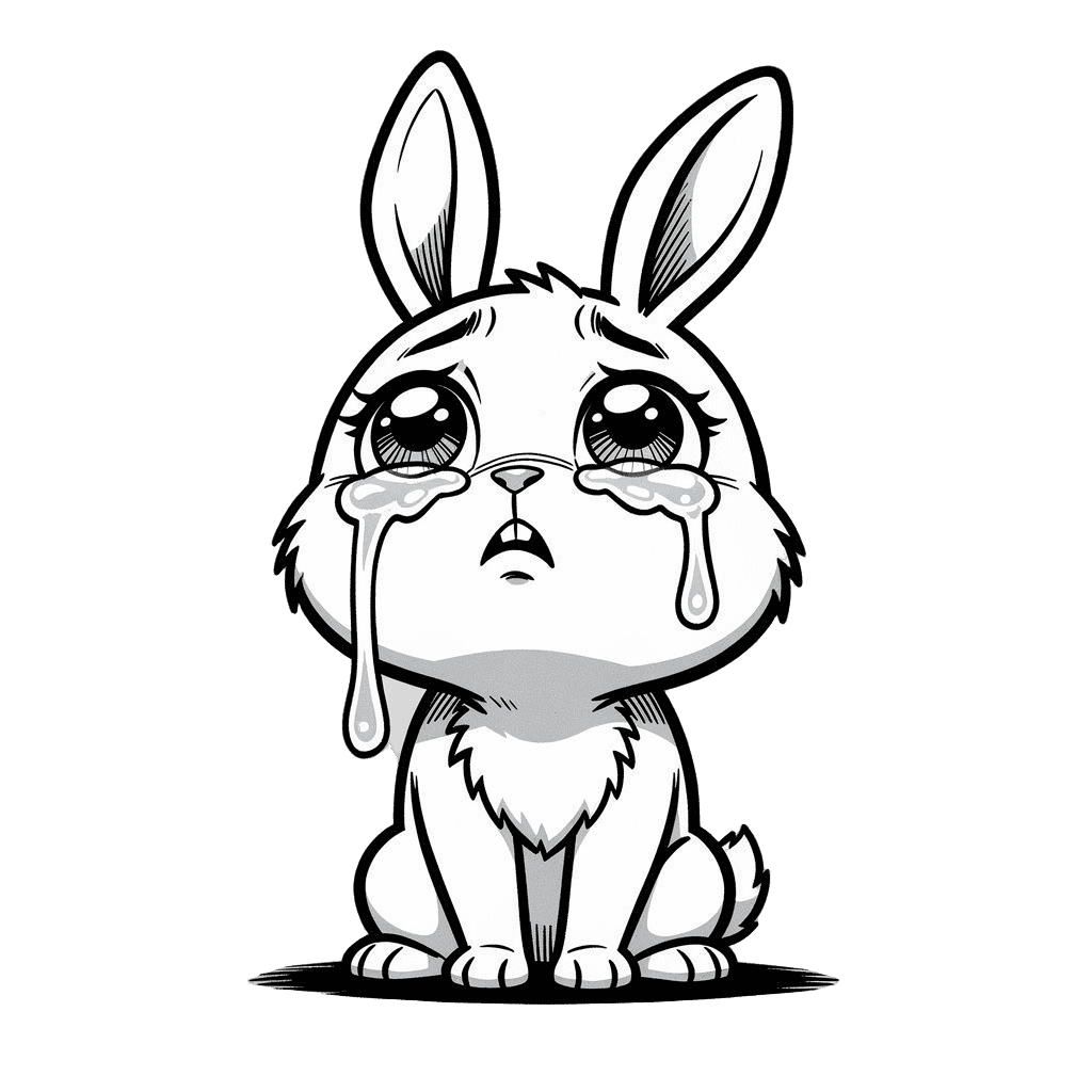 Bunny — sad Bunny Twitch emote — sad, Comic style