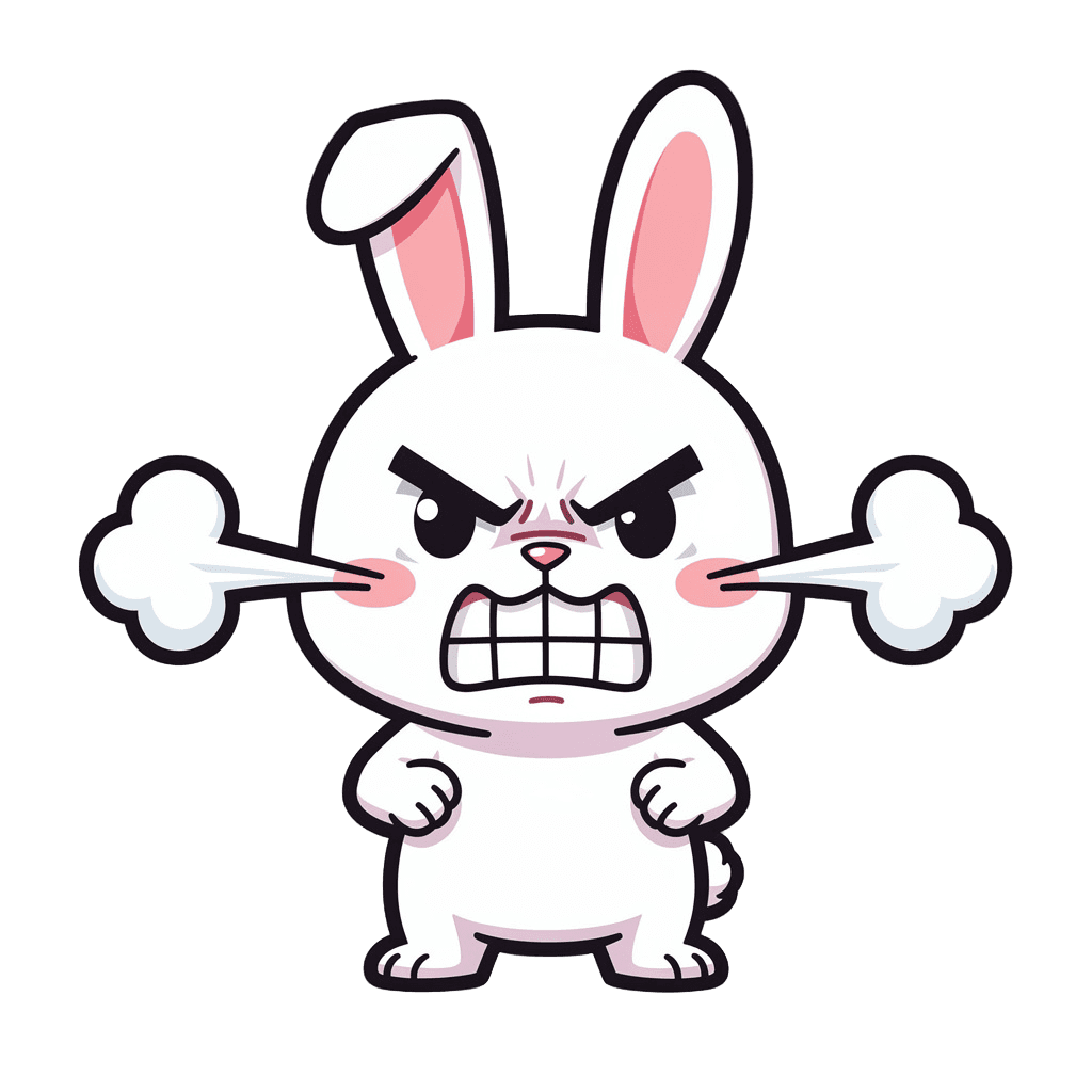 Bunny — angry Bunny Twitch emote — angry, Sticker style