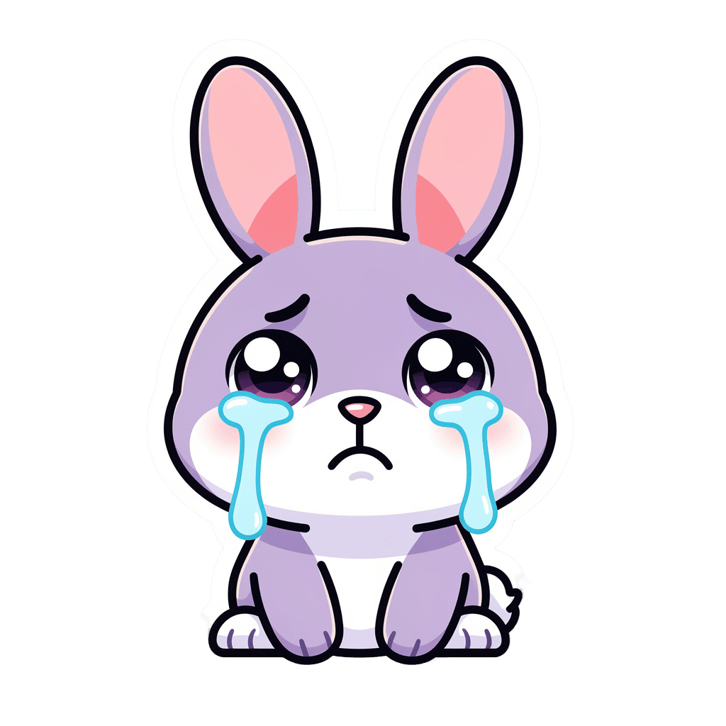 Bunny — sad Bunny Twitch emote — sad, Sticker style