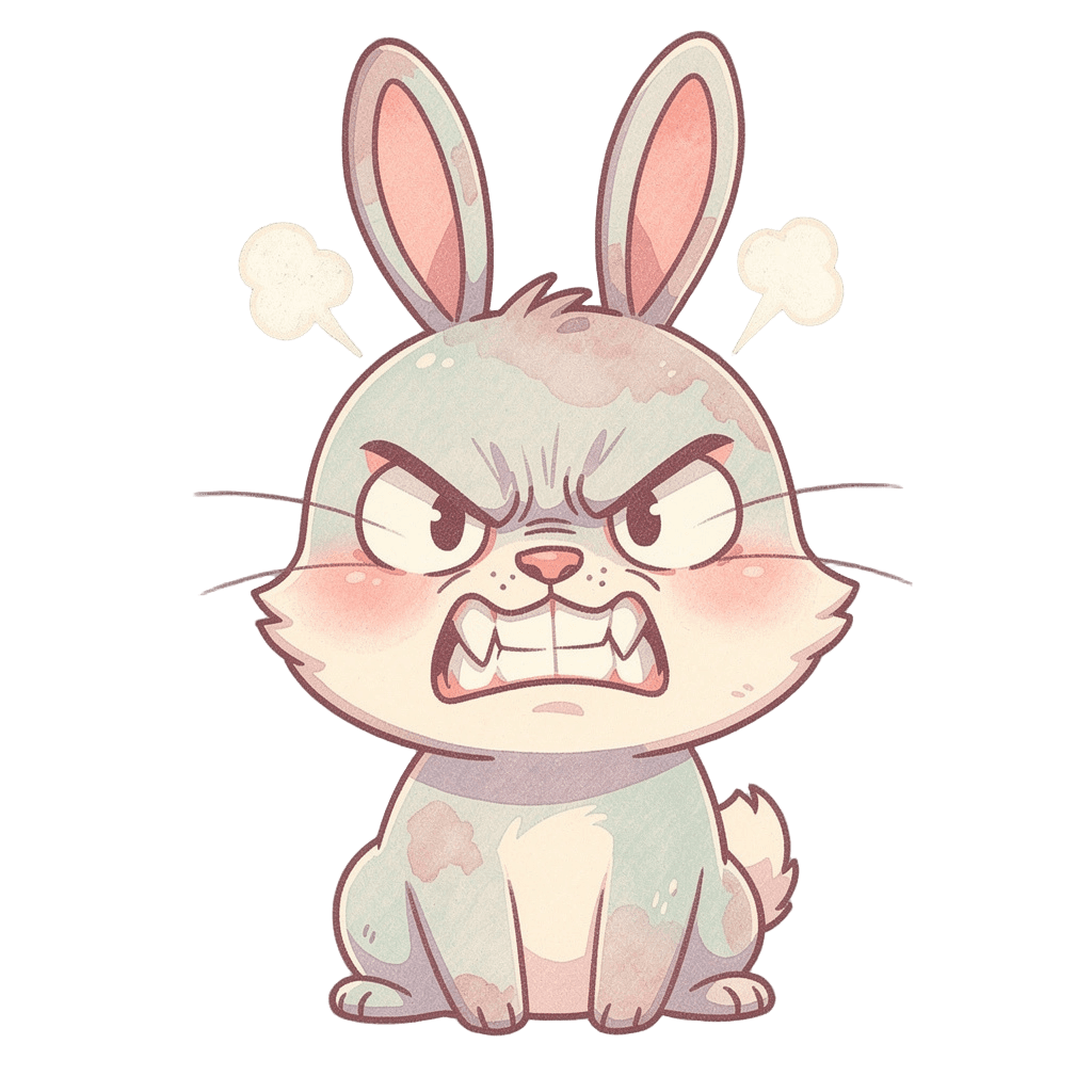 Bunny — angry Bunny Twitch emote — angry, Pastel style