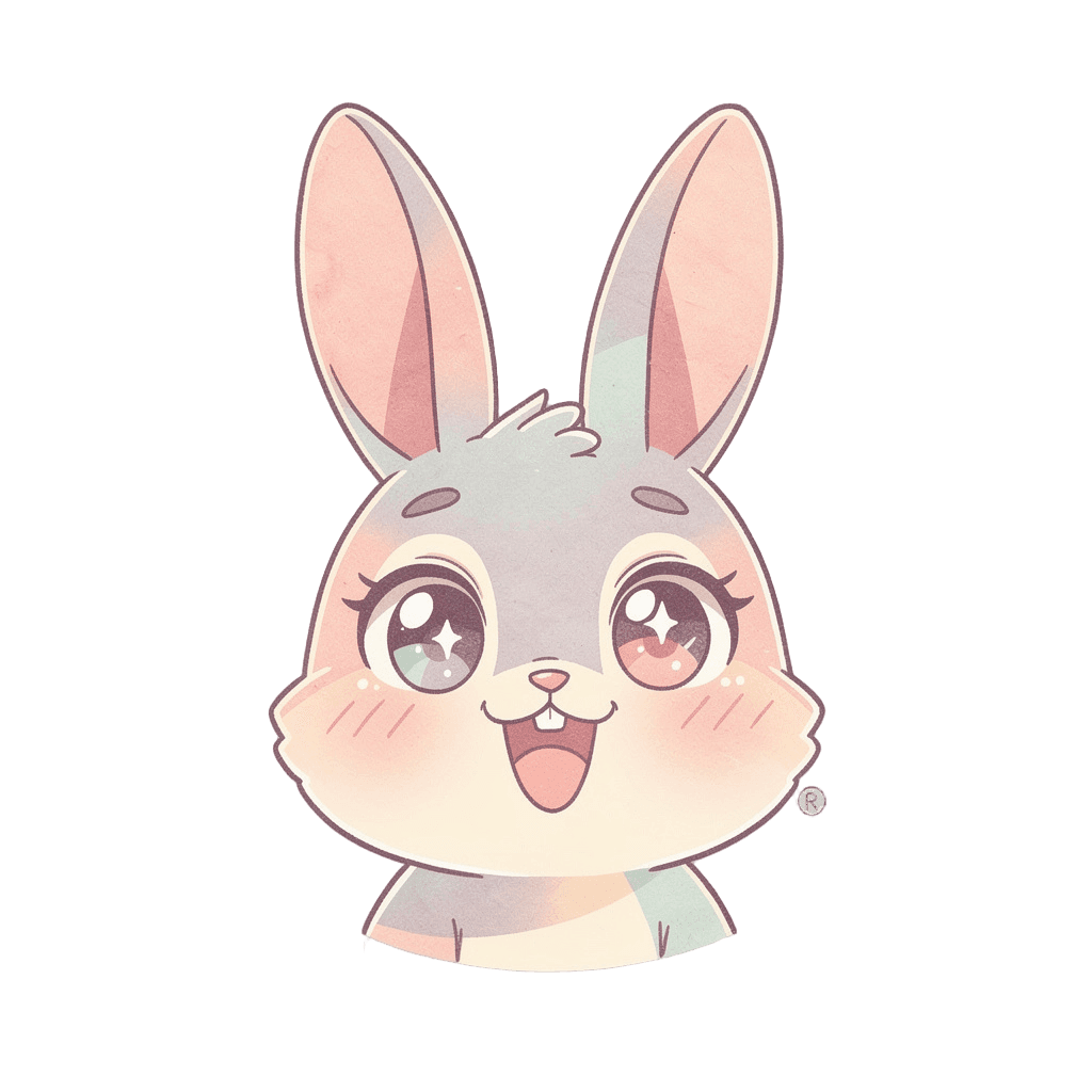 Bunny — happy Bunny Twitch emote — happy, Pastel style