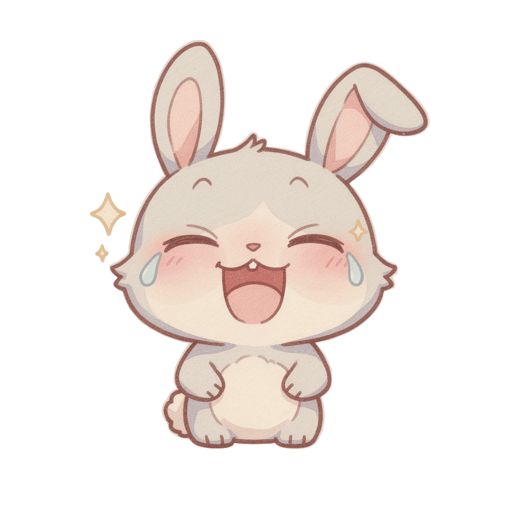 Bunny — laughing Bunny Twitch emote — laughing, Pastel style