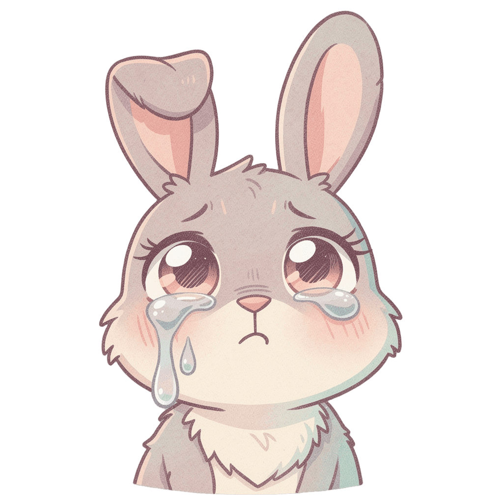 Bunny — sad Bunny Twitch emote — sad, Pastel style