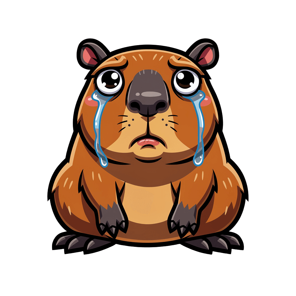 Capybara — sad Capybara Twitch emote — sad, Cartoon style