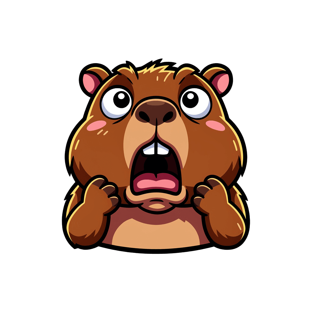 Capybara — surprised Capybara Twitch emote — surprised, Cartoon style