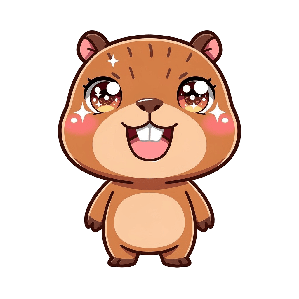 Capybara — happy Capybara Twitch emote — happy, Chibi style