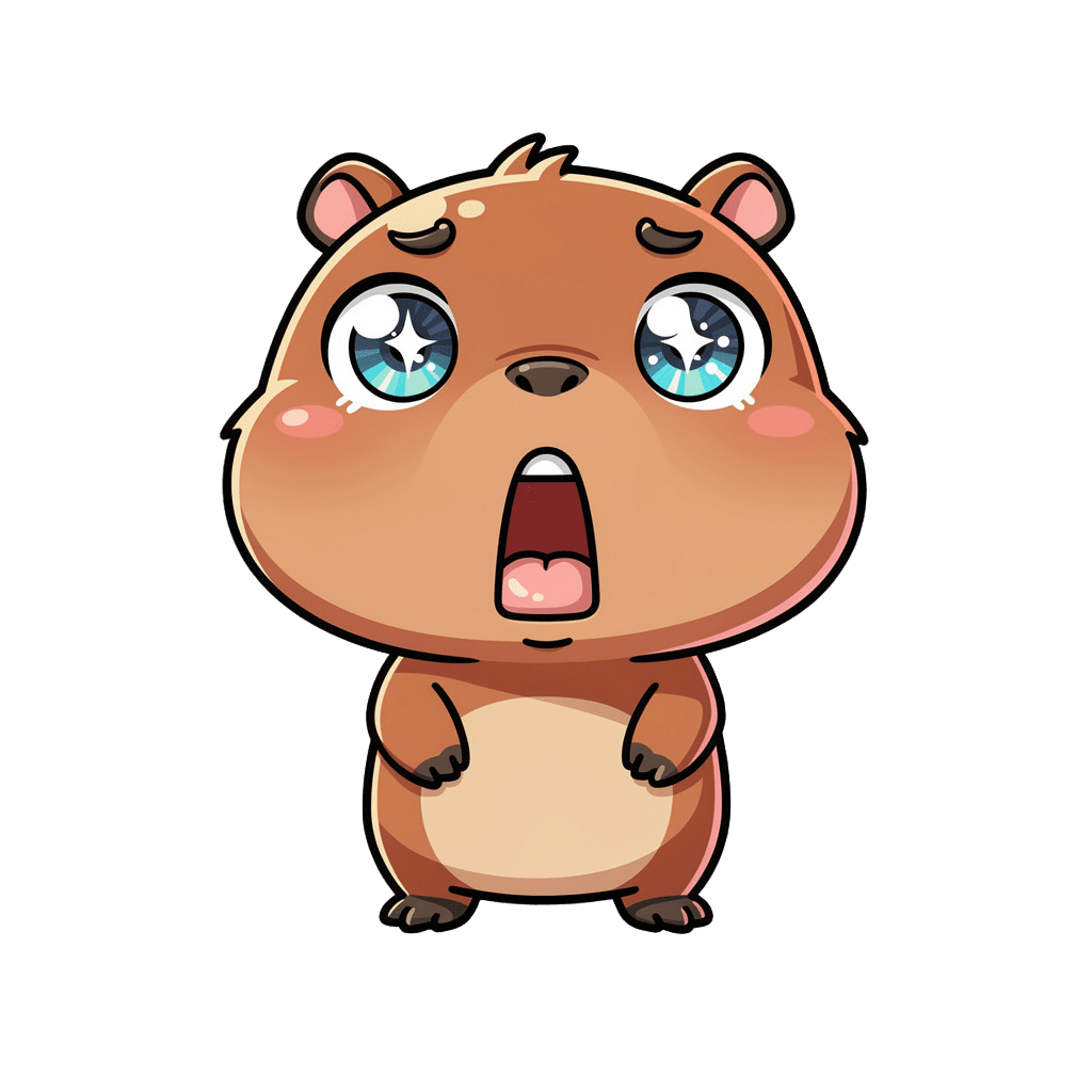 Capybara — surprised Capybara Twitch emote — surprised, Chibi style