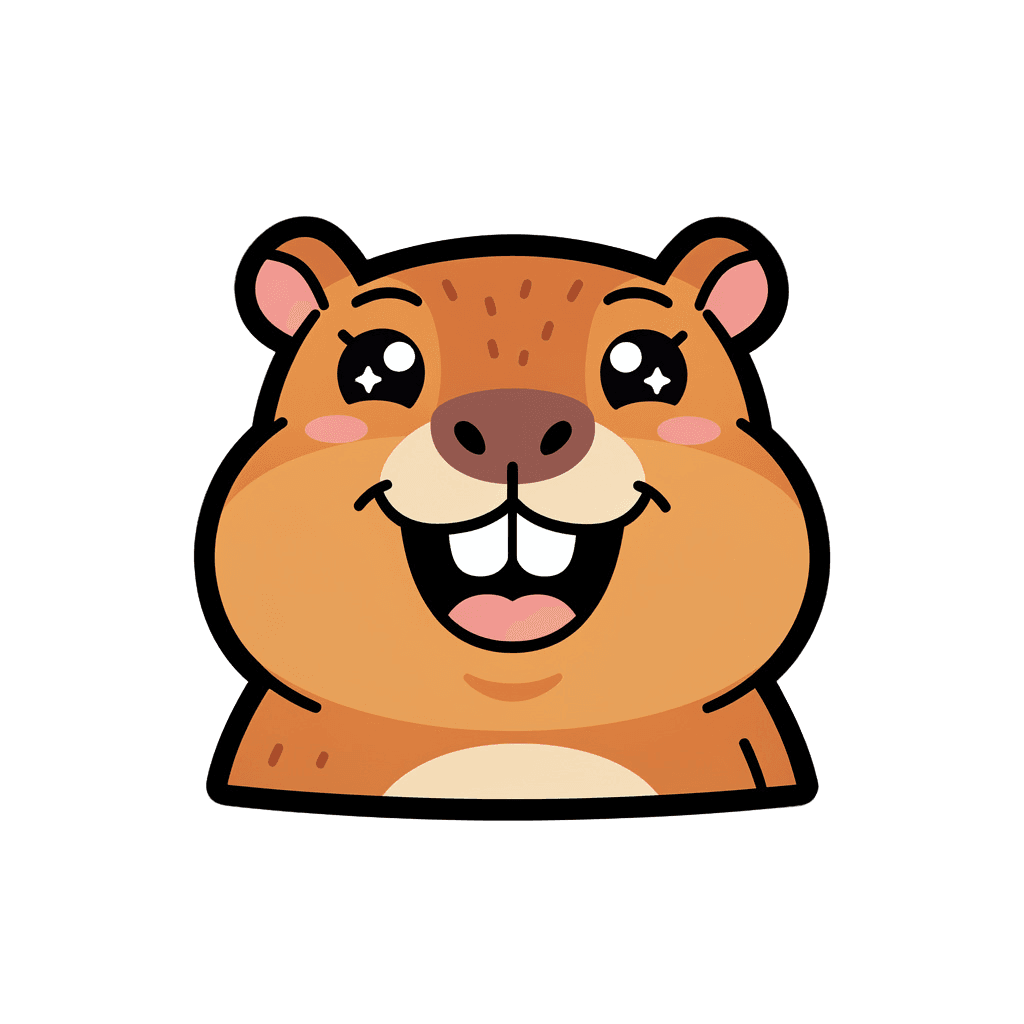 Capybara — happy Capybara Twitch emote — happy, Sticker style
