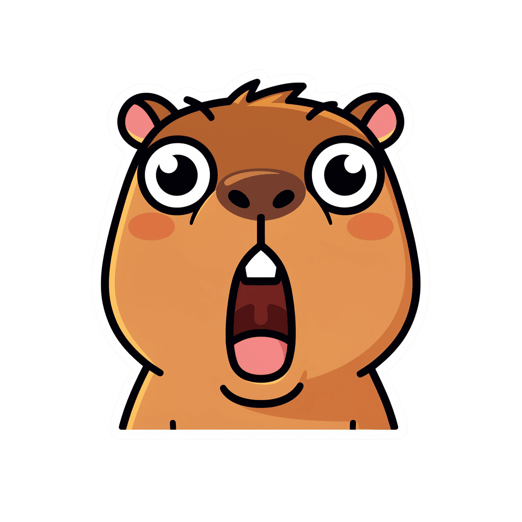 Capybara — surprised Capybara Twitch emote — surprised, Sticker style