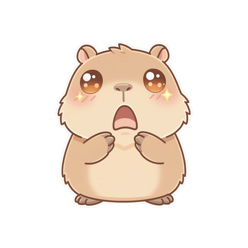 Capybara — surprised Capybara Twitch emote — surprised, Kawaii style