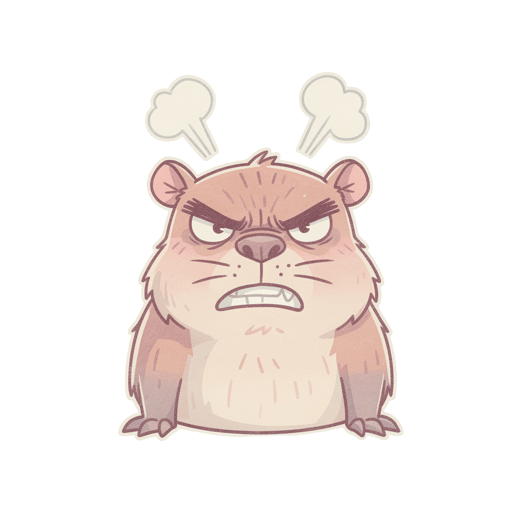 Capybara — angry Capybara Twitch emote — angry, Pastel style