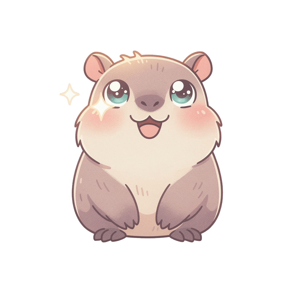 Capybara — happy Capybara Twitch emote — happy, Pastel style