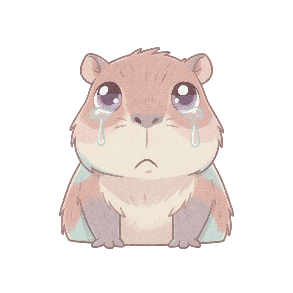 Capybara — sad Capybara Twitch emote — sad, Pastel style