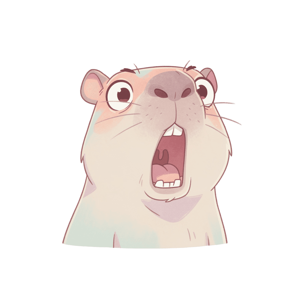 Capybara — surprised Capybara Twitch emote — surprised, Pastel style