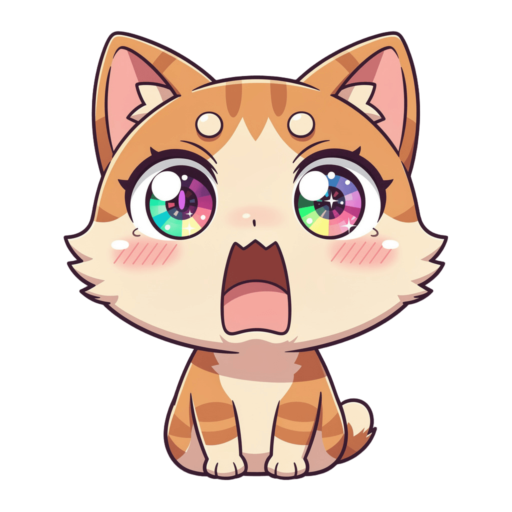 Cat — surprised Cat Twitch emote — surprised, Anime style