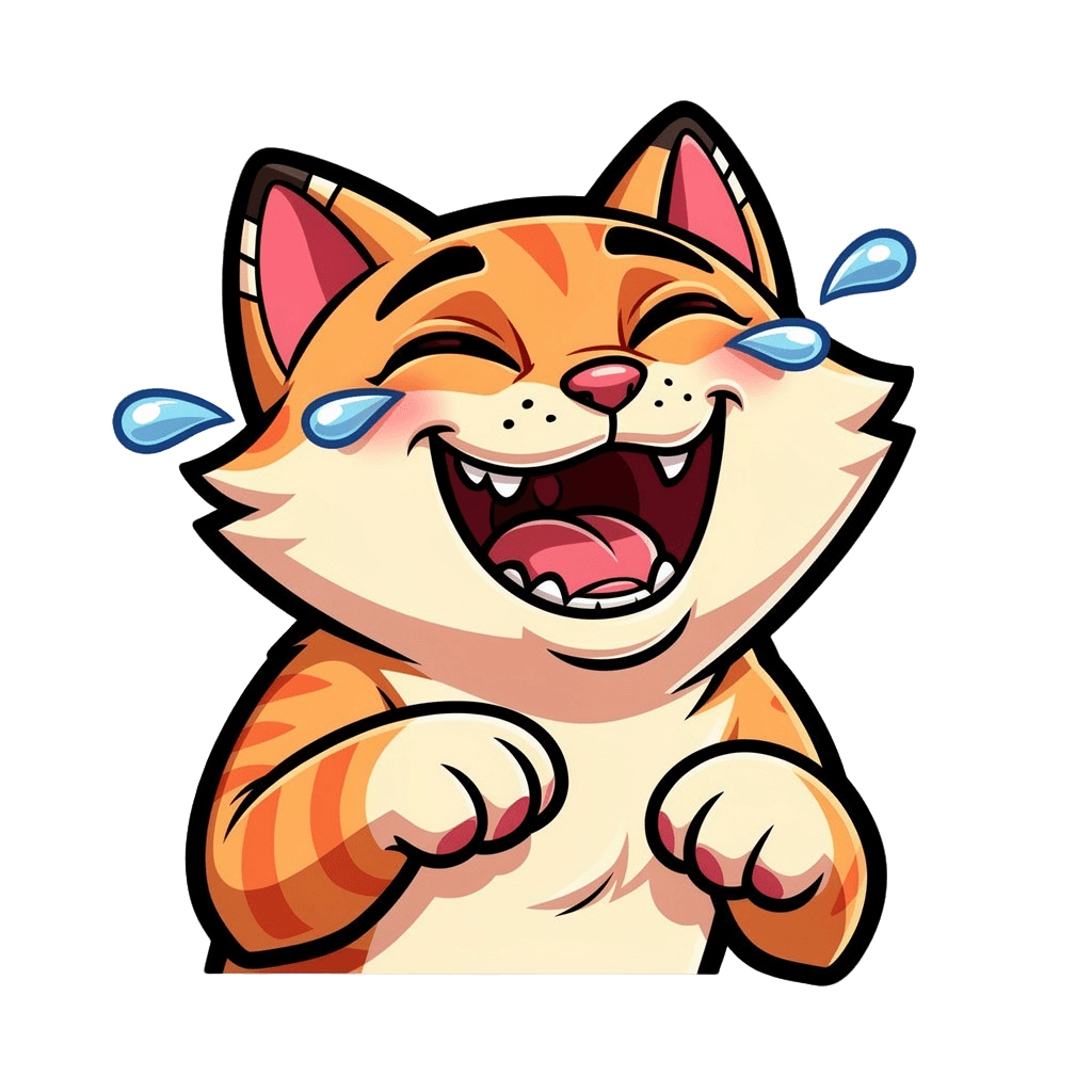 Cat — laughing Cat Twitch emote — laughing, Cartoon style