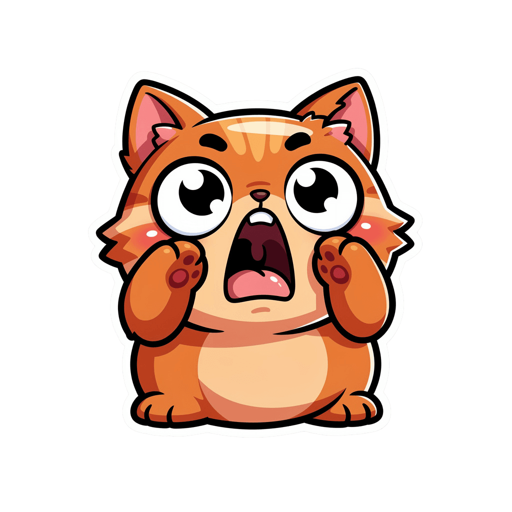 Cat — surprised Cat Twitch emote — surprised, Cartoon style