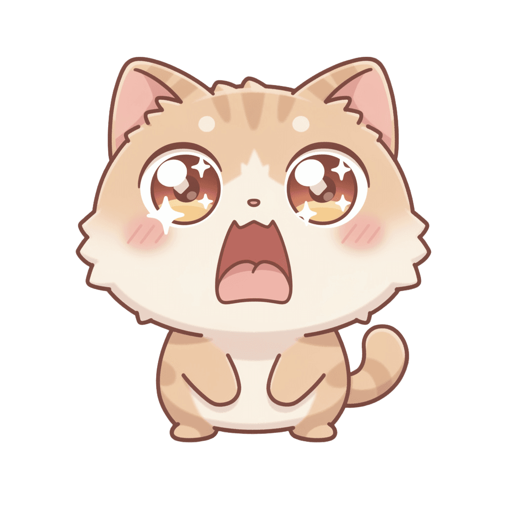 Cat — surprised Cat Twitch emote — surprised, Kawaii style