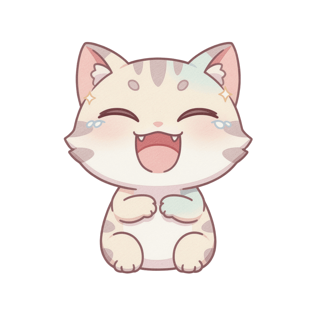 Cat — laughing Cat Twitch emote — laughing, Pastel style
