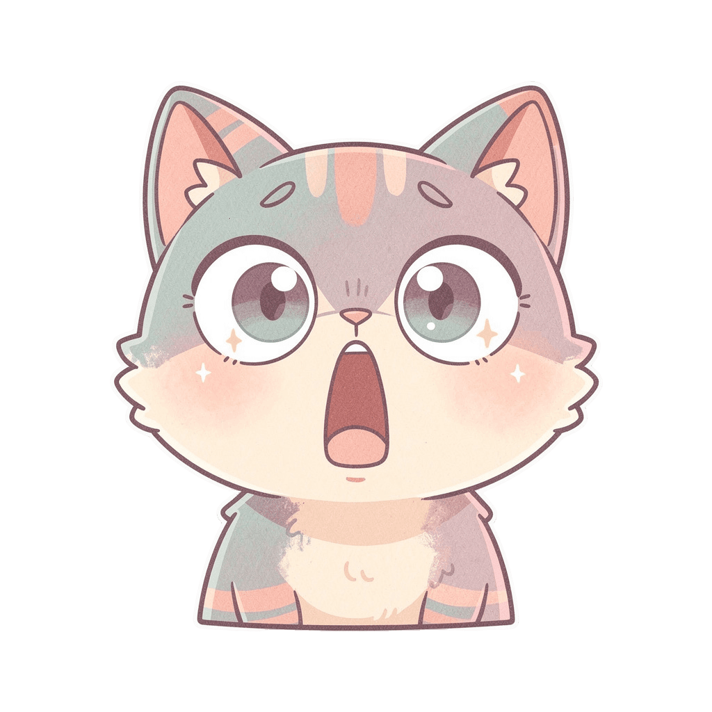 Cat — surprised Cat Twitch emote — surprised, Pastel style
