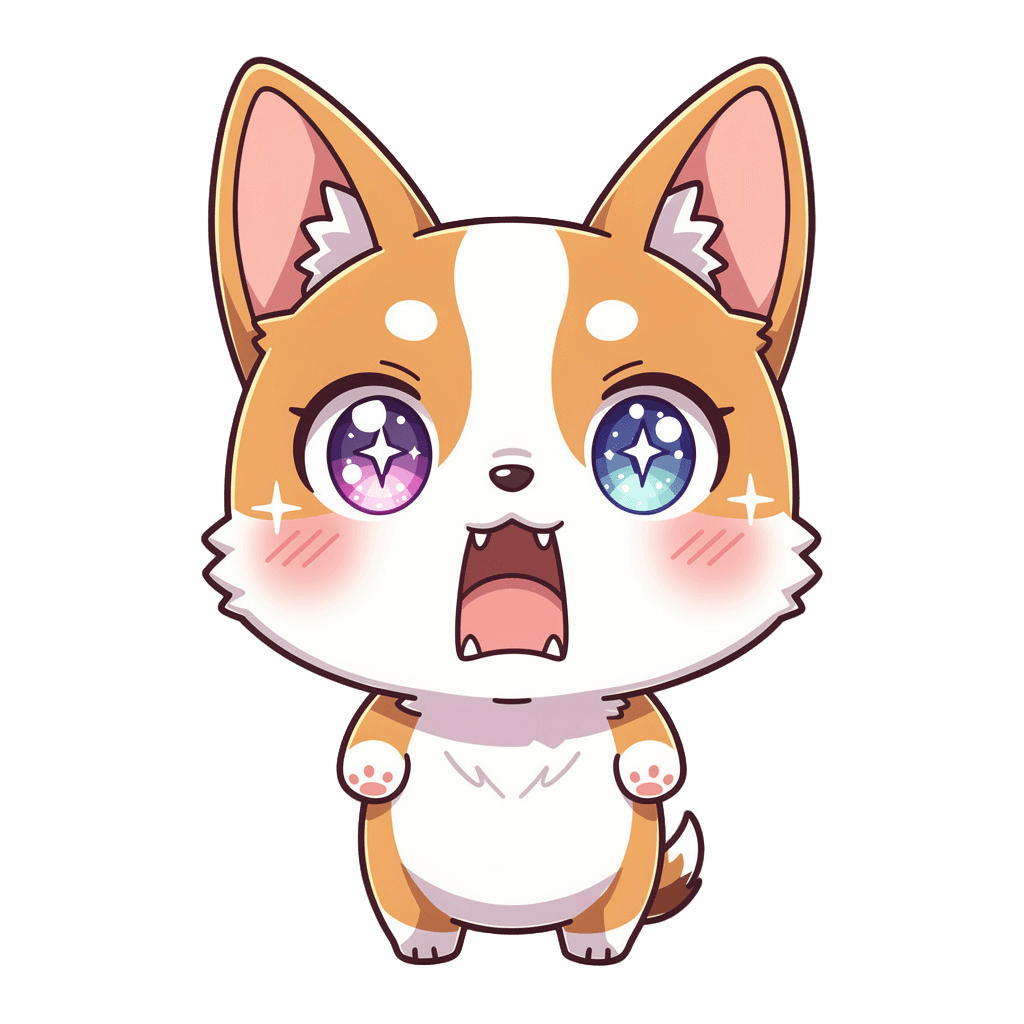 Corgi — surprised Corgi Twitch emote — surprised, Anime style