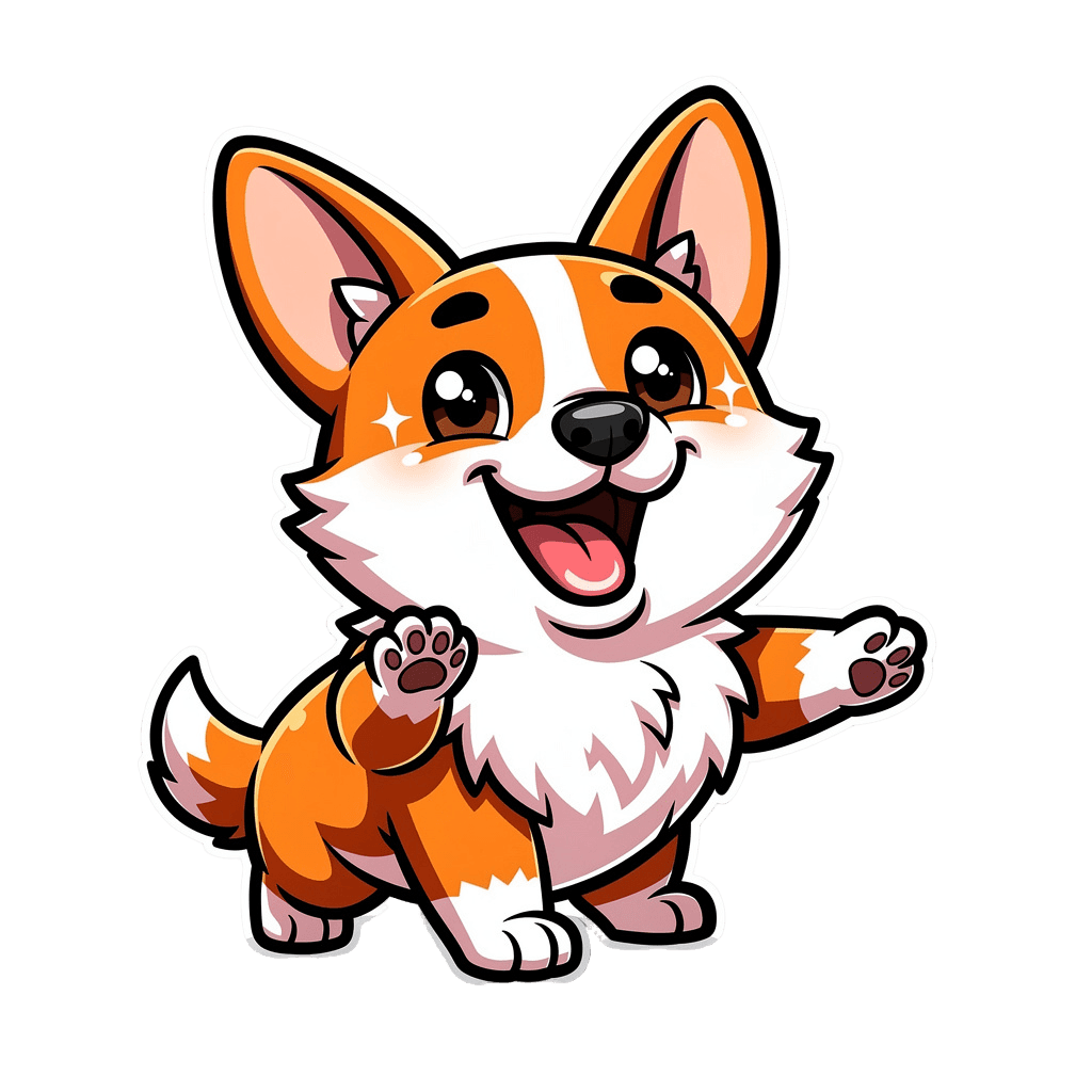 Corgi — happy Corgi Twitch emote — happy, Cartoon style