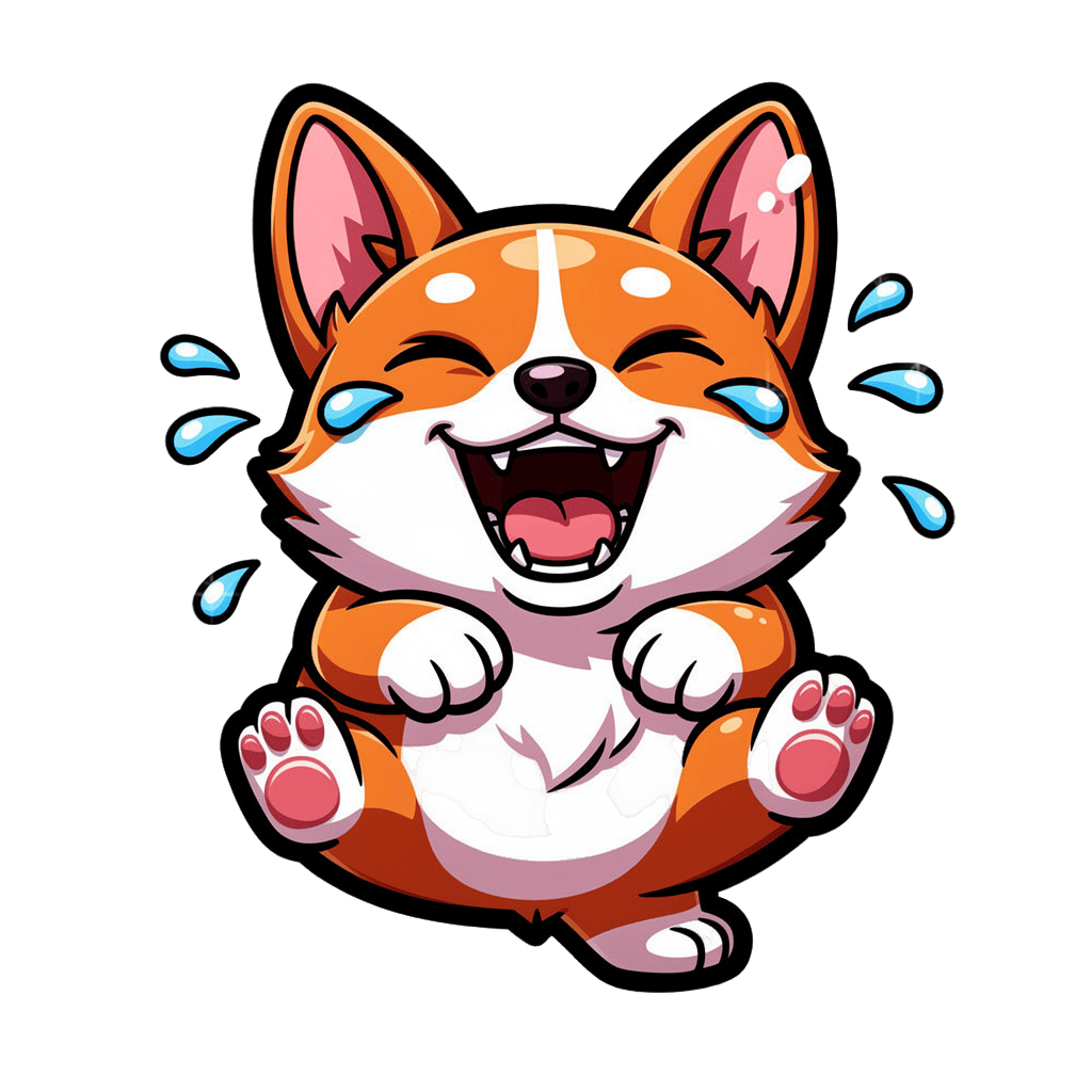 Corgi — laughing Corgi Twitch emote — laughing, Cartoon style