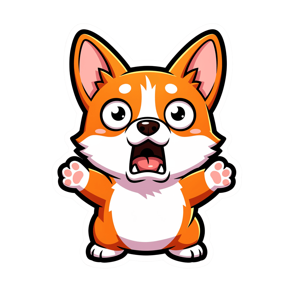 Corgi — surprised Corgi Twitch emote — surprised, Cartoon style