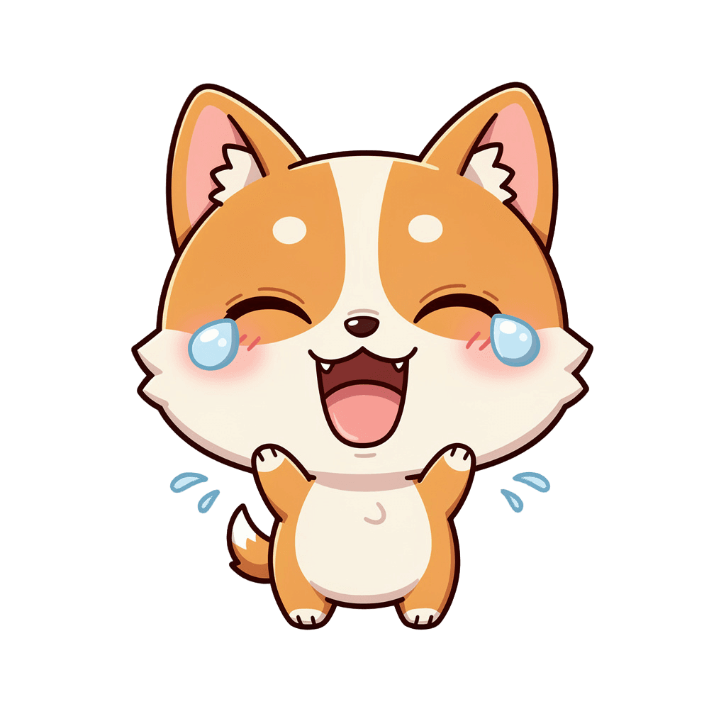 Corgi — laughing Corgi Twitch emote — laughing, Chibi style
