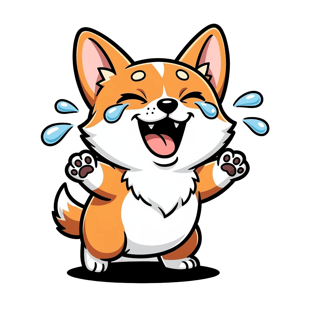 Corgi — laughing Corgi Twitch emote — laughing, Comic style
