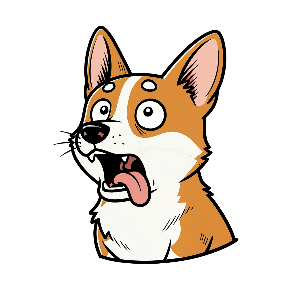 Corgi — surprised Corgi Twitch emote — surprised, Comic style