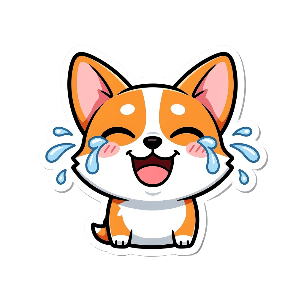 Corgi — laughing Corgi Twitch emote — laughing, Sticker style