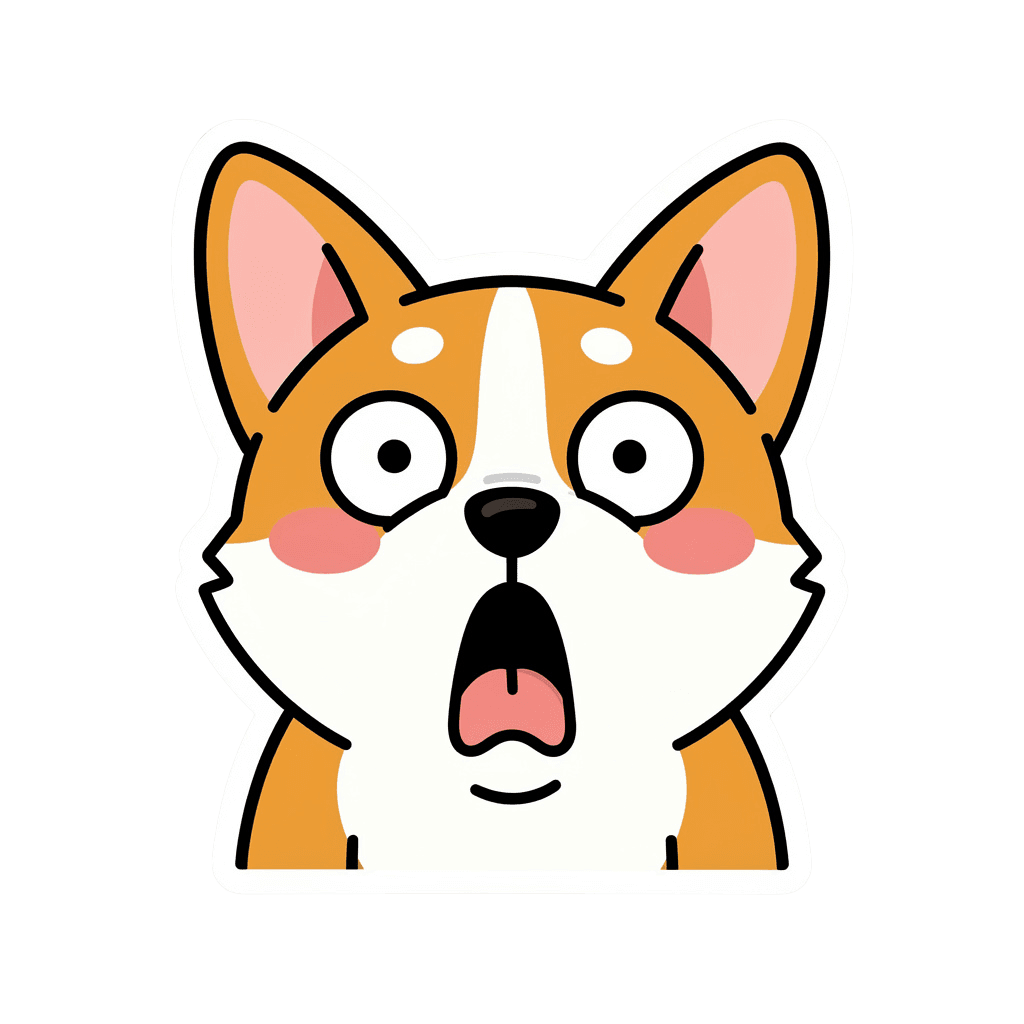 Corgi — surprised Corgi Twitch emote — surprised, Sticker style
